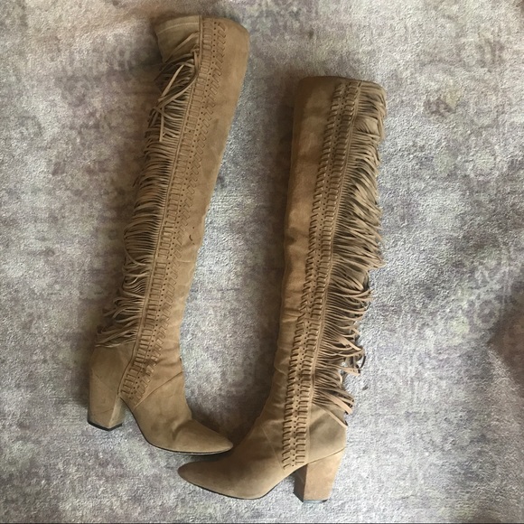Rebecca Minkoff Shoes - Rebecca Minkoff Iñez Suede Fringe OTK Boots